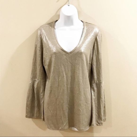 DREW Tops - DREW Shay Linen Top in Metallic Gold Small